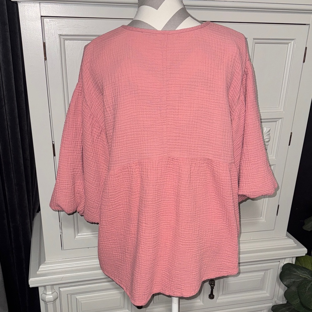 Cato Pink V-Neck Women's Gauzy Top Size Large - Picture 7 of 10